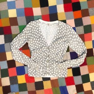 Fossil white polka dot cardigan sweater